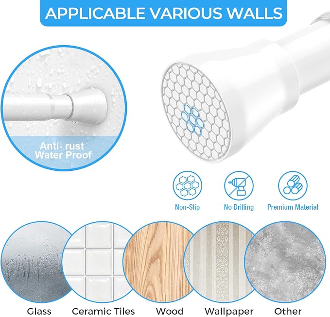 AIZESI White Tension Curtain Rod 16 to 26 Inch, 7/8” Diameter Adjustable Spring Curtain Rod Small Tension Rods, Short Curtain Rods for Window, Kitchen, Closet, Cupboard, Bookshelf DIY Projects