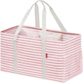 LHZK Standing Extra Large Utility Tote Bag with Metal Wire Frame and the Sides Rinforced, Extra Large Tote Bag with Handle, Reusable Grocery Bags Foldable, Beach Bag, Car Tote (Pink) | Metal Wire Frame