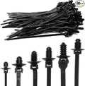 60 PCS Push Mount Zip Ties, Nylon Car Mount Wire Ties Snap in Cable Zip Ties, Black Push Mount Cable Ties Automotive Zip Ties Fastener Wire Harness Clips for Wire Tying (6-Types)