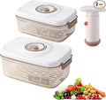 Vacuum Seal Containers - Marinade and Keep Food Fresh with Time Dial, BPA Free, Drainer, Microwave Friendly - 2 Piece Set (5.1Cups+8.9Cups Rectangular)