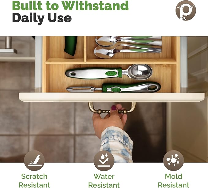 Pristine Bamboo Silverware Organizer, 6-Slot, Small Deep Brown | Small Extra-Deep Wooden Kitchen Drawer Organizer, 6 Slots for Spoons, Forks, Knives – Bamboo Utensil Divider