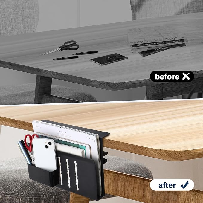 Laptop Holder for Desk, Under Desk Storage Organizer with Pen Slot | osseph Desk Storage, No Drill Clamp to 0.5-2.38" Desks, Cooling Vents Vertical Rack, Magnetic Pen Holder, 22 Lbs Carbon Steel