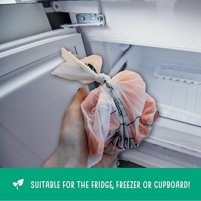 Eco Green Living 1.59 Gallons Food Storage Bags, Plastic Free Food & Freezer Bags, Tie Top Storage Bags with Labelling Space, Large Sandwich Bags, 80 Bags