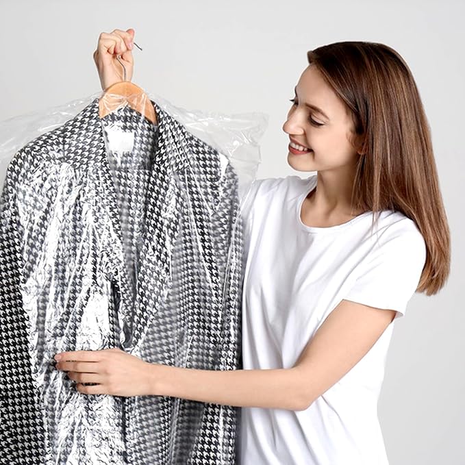 Garment Bags for Hanging Clothes,90 PCS Dry Cleaning Bag,Dry Cleaner Bags Plastic Clear 35.4 Inches, Plastic Cover for Clothes,60x90cm