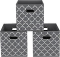 Fabric storage bins Cubes, Fabric Cube Organizer with Handle, Foldable Cube Bins for Cloth or Accessary Storage, 11x11x11, Set of 3, (Gray Light)