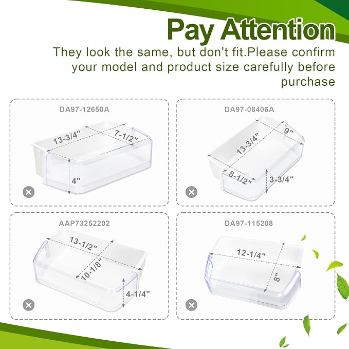 DA97-06419C Refrigerator Door Shelf Replacement (2 Pack) Compatible with Samsung Fridge Door Bin RFG293HABP,RFG296HDWP, RFG297AABP -Replace DA63-04316, AP4567198, 1998156, PS4174247, DA63-04314
