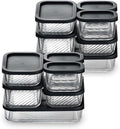 EATEX 12 Pack Glass Meal Prep Containers with Grooved Base, 12 Stackable BPA Free Glass Storage Containers with Lids for Lunch, Pantry, and Kitchen - Microwave, Dishwasher Freezer & Oven Safe - Black