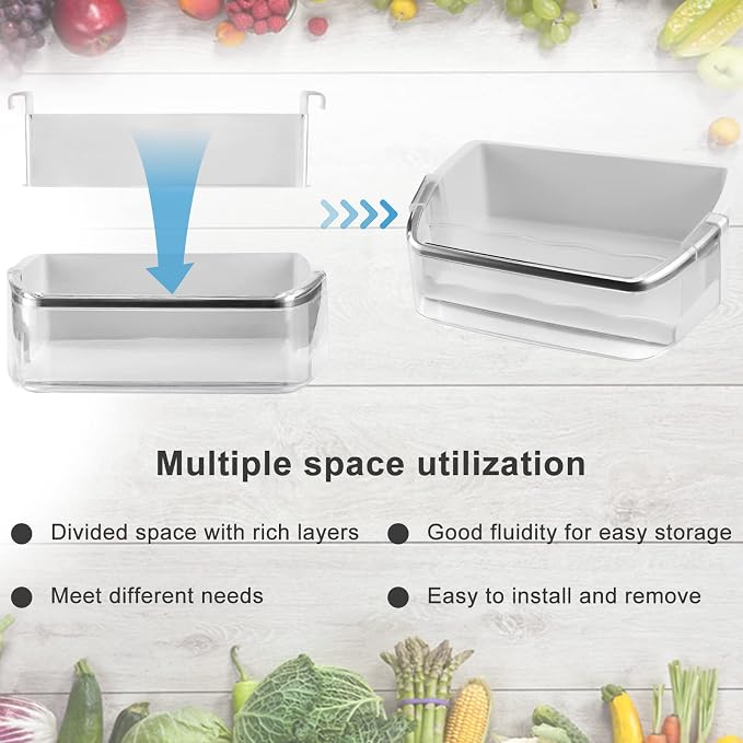 Fits for kenmore Elite Refrigerator Parts By AMI PARTS- AAP73252202 AAP73252209 Refrigerator Door Bin for L.G Refrigerator LFX31925ST LFXC24726S LFX25991ST (Right, 2 Pack)