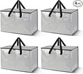 Rolett 4 Pack Extra Large Moving Bags, Heavy Duty Storage Bags with Strong Zippers & Carrying Handles, Storage Totes for Space Saving, Fold Flat, Alternative to Moving Box and bins