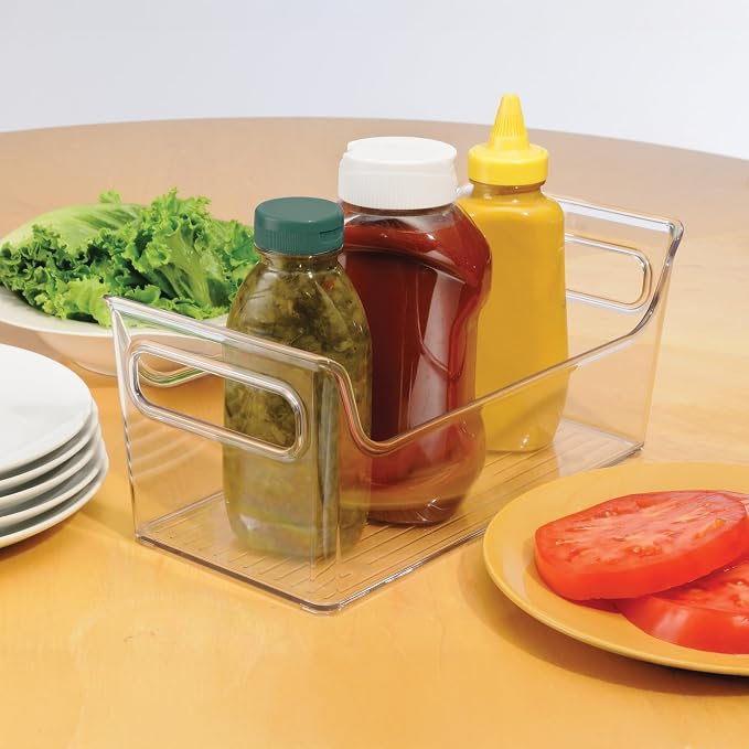 iDesign Plastic Condiment Organizer with Handles, Clear | For Fridge, Made in USA