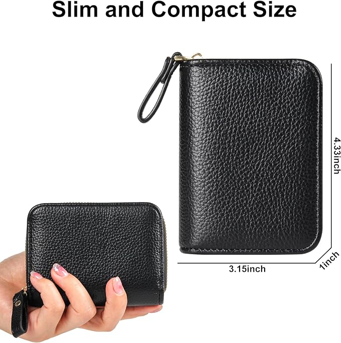 Credit Card Wallet, RFID Card Case Wallet, Zipper Card Cases Holder for Men Women, RFID Blocking, KeyChain Wallet, Compact Size Card Organizer Case for Women
