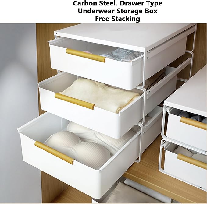 Closet Pull-Out Baskets,Stackable Storage Bins,Carbon Steel Drawer Basket,Smooth Pulling for Kitchen Pantry Cabinet and Closet(27.2x42.6x38cm)