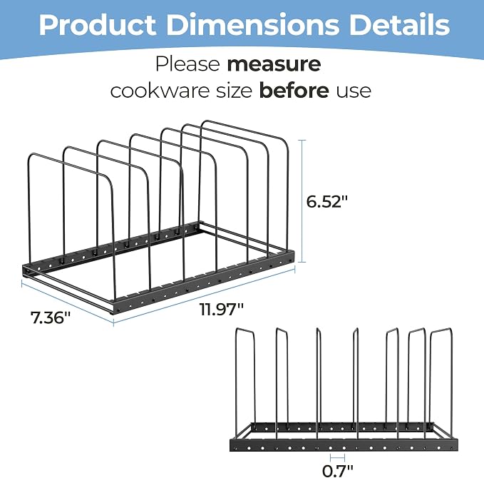 ORDORA Cutting Board Holder Stand Organizer Rack for Cabinet, 7 Slot Adjustable Dividers Baking Sheet Organizer for Counterop, Chopping Board Holder for Cookie Sheet, Baking Tray and Thin Pans, Black