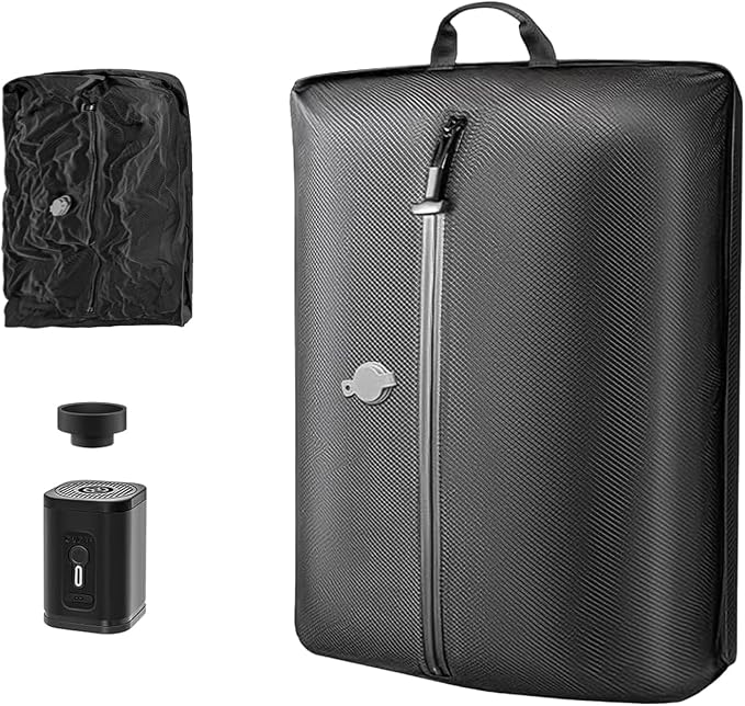 Vacuum Seal Bags for Clothing Travel with Wireless Pump, Compression Bags for Travel Space Saver 33L Professional IP67 Reusable Packing Organizers for Luggage, Suitcases and Backpack(1PC+1 Pump)