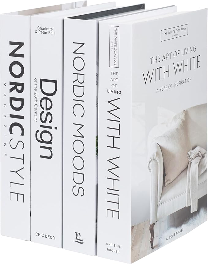 PROBENEX Mono Large | 4 PCS Faux Decorative Books for Home Decor | Not Real Books (Cardboard Boxes) | Coffee Table, Shelf Styling & Modern Aesthetic Accent Pieces for Living Room, Office