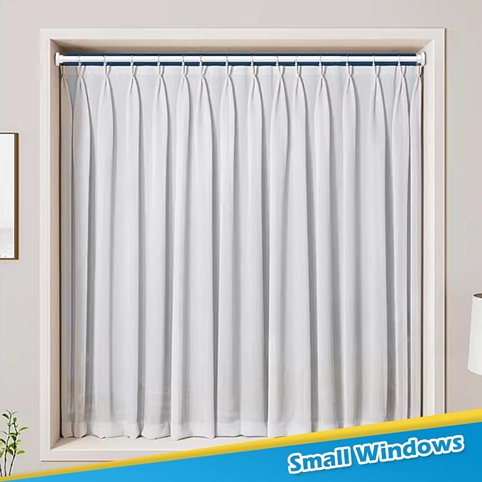 2pcs Tension Curtain Rod 33 to 56 inch No Drilling Spring Tension Rod Adjusting White Curtain Rod No Drilling Non-Slip Expandable Spring Loaded Curtain Tension Rods for Window, Doorway, Closet