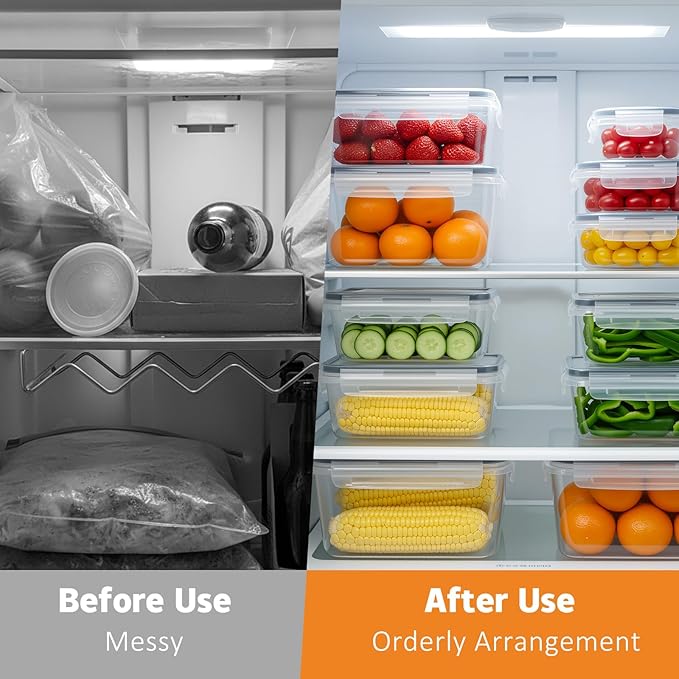 BZLMDXW 12-Pack Food Storage Container Set kitchen organizers Meal Prep Containers Lock Lids Reusable Plastic Lunch Box Snack Salad Containers 12 Boxes and 12 Lids Pantry and Kitchen Organization