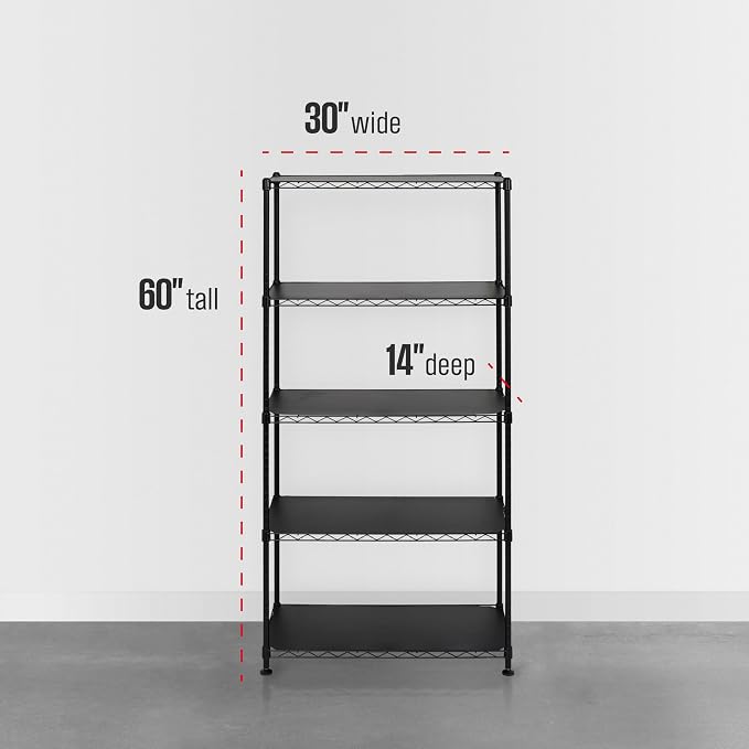 SafeRacks NSF 5-Tier Heavy Duty Steel Wire Shelves (14"x30"x60")