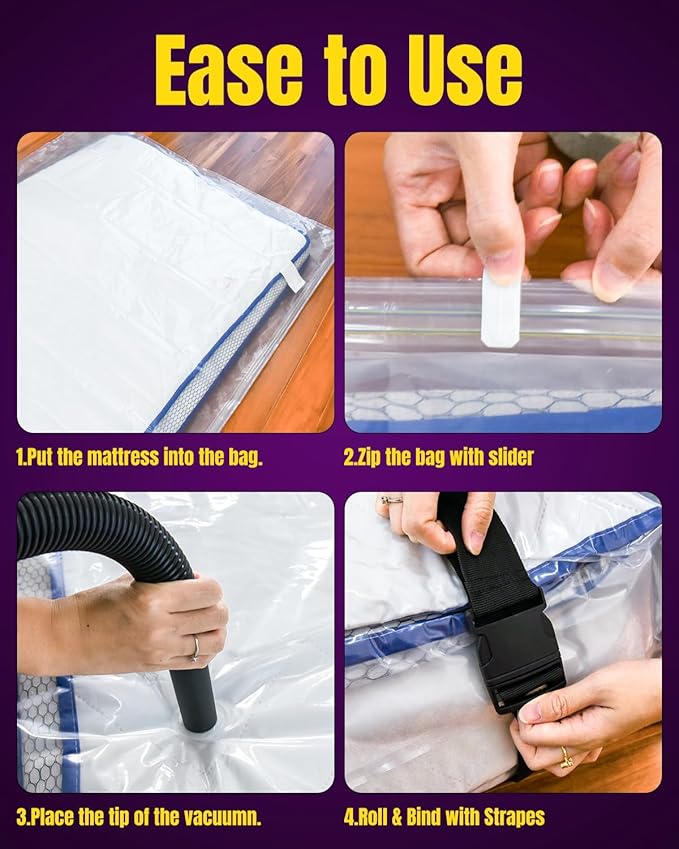 XUTAI Mattress Vacuum Bag, Vacuum Seal Storage Bag for Mattress & Clothing – Heavy Duty Reusable Mattress Storage Bag (1 Queen)