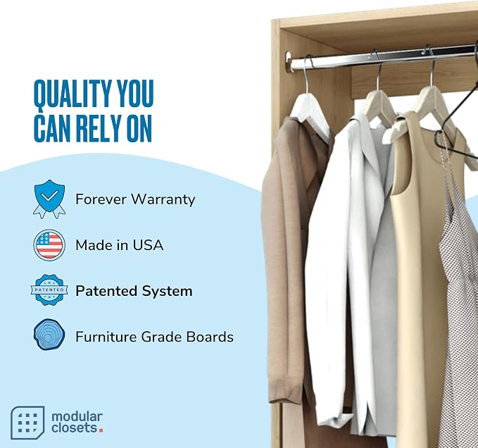 Modular Closets Vista Collection Double Hanging Wood Closet Organizer Unit (Oak, 22.5" Wide)