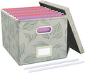 Oterri File Organizer with Lid, File Box, File Cabinet for Letter File Folder Storage, Hanging File Organizer for Office/Decor/Home,Document Organizer, 1 Pack,Leaf Gray-Box Only
