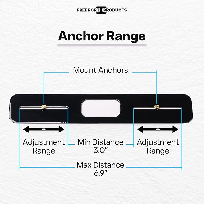 Freeport Power Bar Mount Plate – Self-Adhesive Wall Mount for Power Strips, Perfect for RV, Dorm, Home, and Rentals - Black