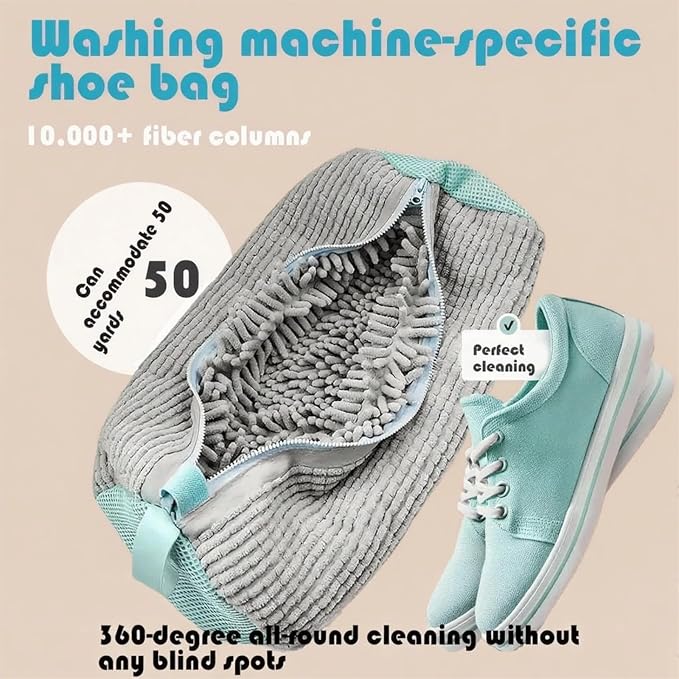 2Pcs Gray Laundry Shoe Washing Bag for Washing Machine, Reusable Anti-Deformation Design for Sneakers and Footwear