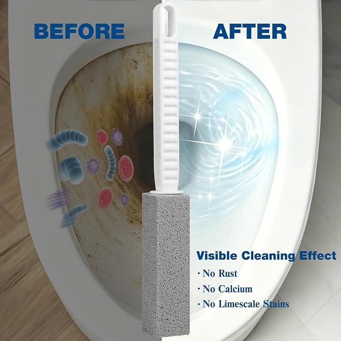 2 Pack Pumice Stone Toilet Bowl Cleaner with Long Handle | Powerfully Removes Toilet Bowl Rings, Rust & Lime, Ideal for Toilet Brush, BBQ Grills, Sink, Pool, Bathroom
