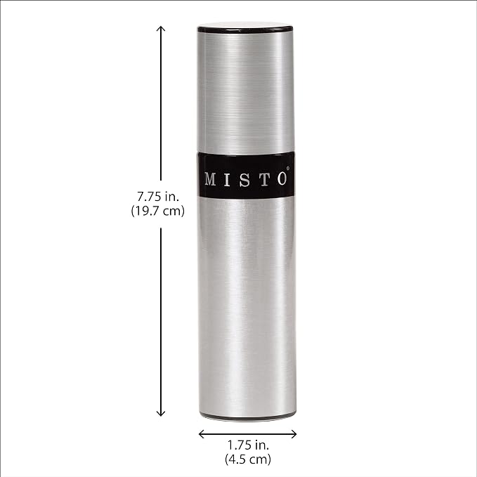 Misto Gourmet Olive Oil Sprayer, Satin Aluminum | Refillable, Non-Aerosol Pump Mister, For Cooking, Grilling, Salads and Baking, 1/3 Cup Capacity