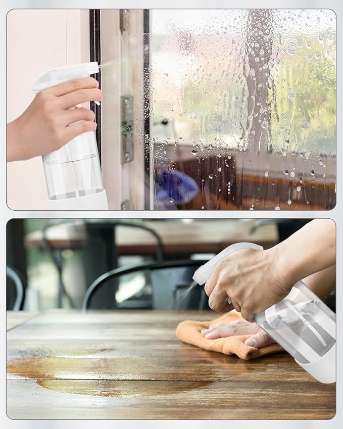 Rionisor Glass Spray Bottles with Silicone Sleeve Protection, Empty 16OZ Reusable Spray Bottles, Refillable Containers with Spray Nozzles for Cleaning Solutions, Plants and Essential Oils 1 Pack White