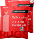 Two Heavy Duty Rug Storing Bags for Packing, Moving and Shipping - Premium USA-made Quality - Tear-Resistant Polyethylene - Waterproof, Dustproof - BPA free - Fits Rugs Up to 9x12 - No Vent Holes