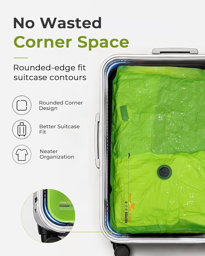 Vacbird Travel Vacuum Bags with Rechargeable Cordless Vacuum Pump, 10 Pack Compression Bags for Clothes, Space Saver Bags for Luggage, Suitcase & Carry-On Packing Travel
