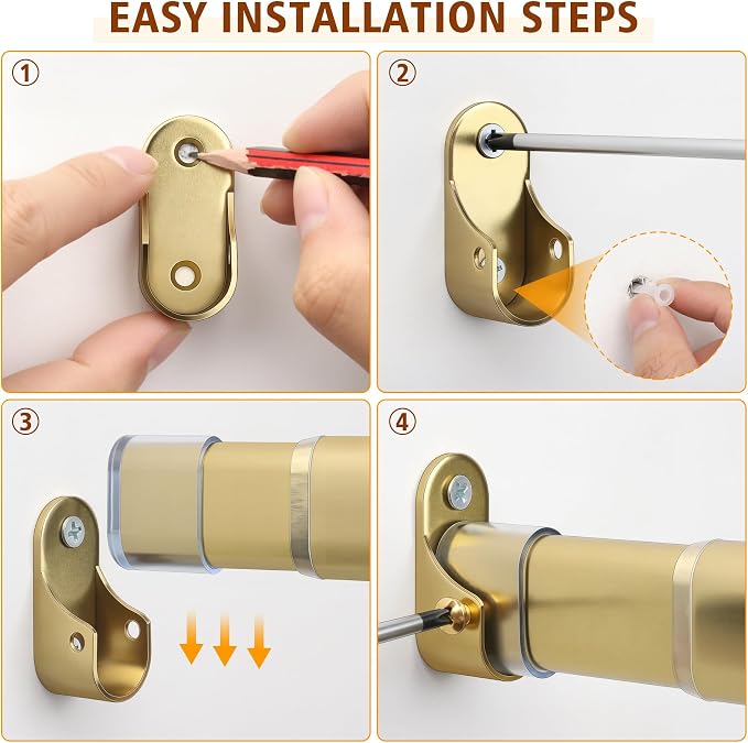 Adjustable Oval Closet Rod, 18-31 Inch, 90 Lbs Heavy Duty (Gold)