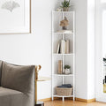 SUNMORY 5 Tier Corner Shelf Stand, Industrial 65" Corner Shelves Display Shelf for Living Room Decor, Wall Corner Bookshelf Multi Unit Organizer, Tall Shelf Plant Stand for Bedroom, Bathroom, White