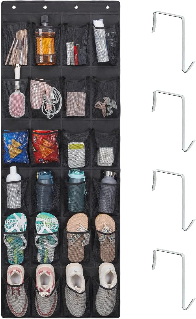 F-color Over the Door Organizer for Cruise - 24-Pocket Hanging Organizer | Tool-Free Mount with 4 Metal Hooks, See-Through Mesh Pockets, Lightweight & Foldable, Space-Saving for Travel and Daily Use