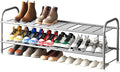 LINZINAR 2 Tier Long Shoe Rack for Closet Metal Shoe Organizer for Entryway | Spacious design stores 15+ pairs of shoes,durable metal frame,space-saving organizer for closet, hallway, and Entryway Grey