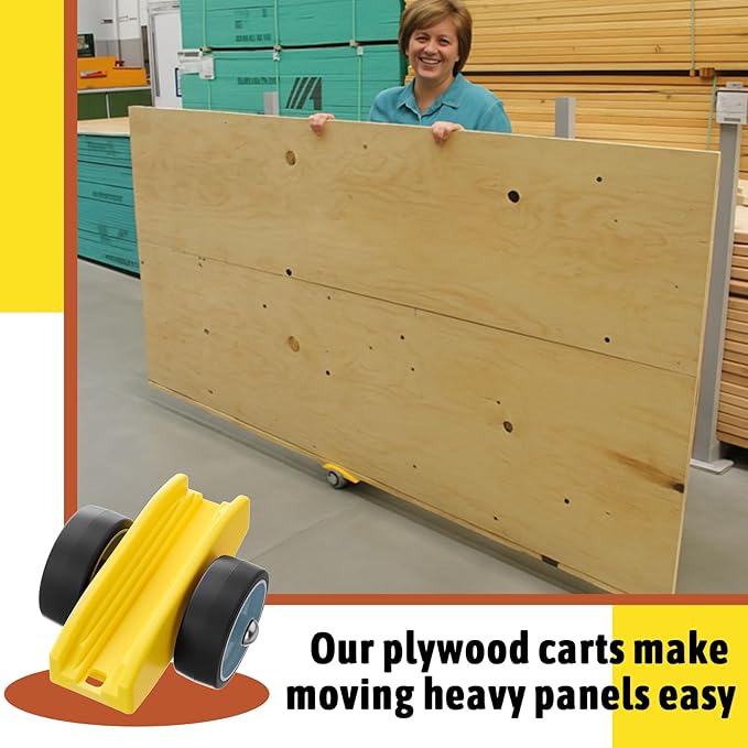 2 Pcs Plywood Dolly Drywall Dolly Cart, Small Drywall Cart with Wheel, Slot Sizes of 1/2", 3/4", 1", and 1-1/4 Inches Wood Paneling and Plywood Carrier, Holds up to 250 Lbs, 6x5x3 Inches