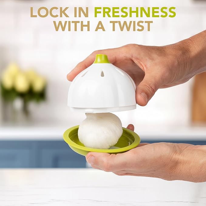Joie Garlic Keeper, Vented Pod Saver for Firm, Fresh and Odorless Storage, Holds Full Head or Leftover Cloves, Twist to Lock Container, Compact Design for Counter, BPA-Free