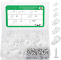 300 Pcs White R-Type Cable Clips, with M4 Screws Cord Organizer | Good Ductility, Fireproof, 6 Sizes (3/16'' 1/4'' 3/8'' 1/2'' 3/4'' 1''), 150pcs M4 Screws, for TV/PC/AC Cables & Wires.