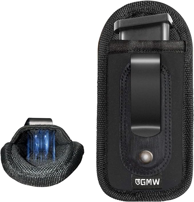 GMW Universal Magnetic IWB/OWB Magazine Holster [2-Pack] | Magazine Pouch for 9mm 1911 .380 .40 .45 Glock 17 19 43 M&P S&W | Pistol Mag Pouch for Single/Double Stack Handgun Magazines and Ammunition