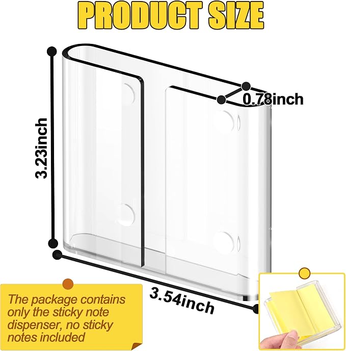 2 Pcs Sticky Note Dispenser, Magnetic Sticky Note Holder for Post It Notes, 3 x 3 Inch Acrylic Sticky Note Organizer for Office Home Classroom,Transparent