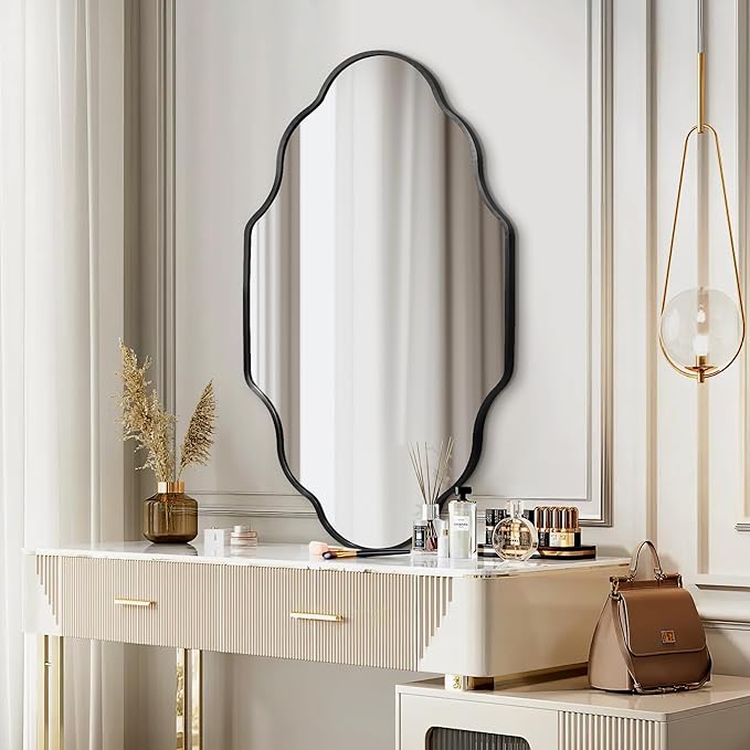 Dorlicecass Wall Mirror for Bathroom - Black Mirror Wall Decor 20" x 36"Modern Mirror Wall Decor with Aluminum Alloy Frame for Bathroom, Bedroom, Living Room, Dining Room, Cloakroom, Entryway