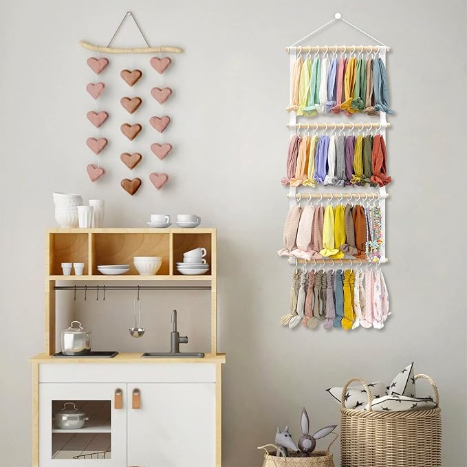 POVETIRE Headband Holder for Girls Baby Headband Organizer Head Bands Hair Accessories Display Organizer Wall Hanging Decor for Nursery Toddler Girl Room