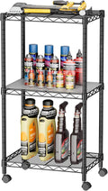 SINGAYE Small Wire 3 Adjustable Shelves Pantry Metal Shelf Floor Organizer | Armoire Adjustable Floor Kitchen Narrow Organizer Rack Shelving Short Square Stackable Standing Storage Tier Under Unit