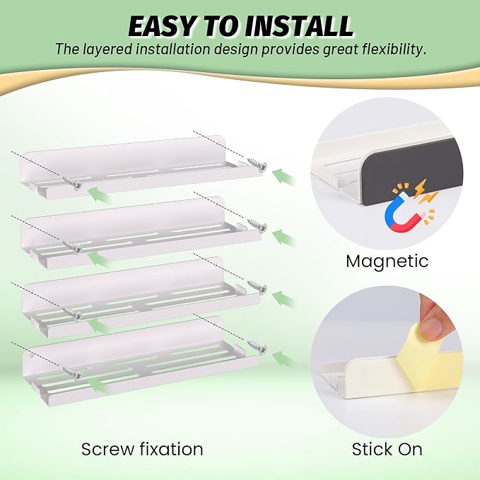 4 Pack Flavor Pods Holder Compatible with Ninja Thirsti，Magnetic Spice Rack Organizer for Refrigerator and Oven，Kitchen Organizers and Storage (White)