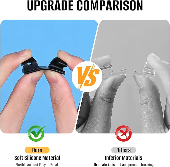 50 Pcs Self Adhesive Cable Clips,Upgraded Cable Management with Screw Hole,Strong Cord Organizer for Under Desk,Car,TV PC,Christmas Light Indoor/Outdoor-Black M