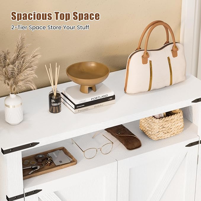 ALLSTAND 6-Tier Shoe Cabinet with Doors, Entryway Shoe Rack Shoe Storage Cabinet with Adjustable Shelves & Anti-tip Fitting, Farmhouse Shoe Cabinet Storage for Entryway, Living Room, Closet