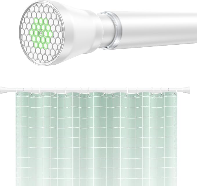 Shower Curtain Rod 45 to 77 Inches White Shower Rod Tension Curtain Rod No Drilling Adjustable Curtain Rod Spring Tension Shower Rods for Bathroom,Windows,Kitchen