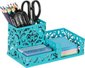 EasyPAG Desk Organizer with 3 Compartment for Pencil Sticky Note Holder and Office Accessories,Dark Teal