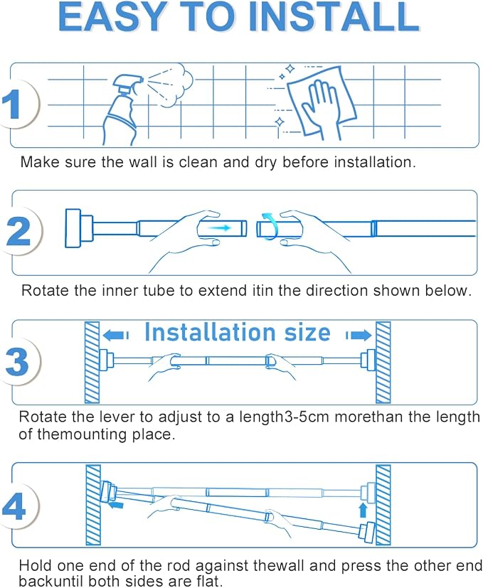 Tension Curtain Rod No Drilling Gold Spring Tension Rods for Windows 31 to 75 Inch Adjustable Curtain Rod Expandable Pressure Curtain Rod Shower Rods for Bathroom,Kitchen,Doorway